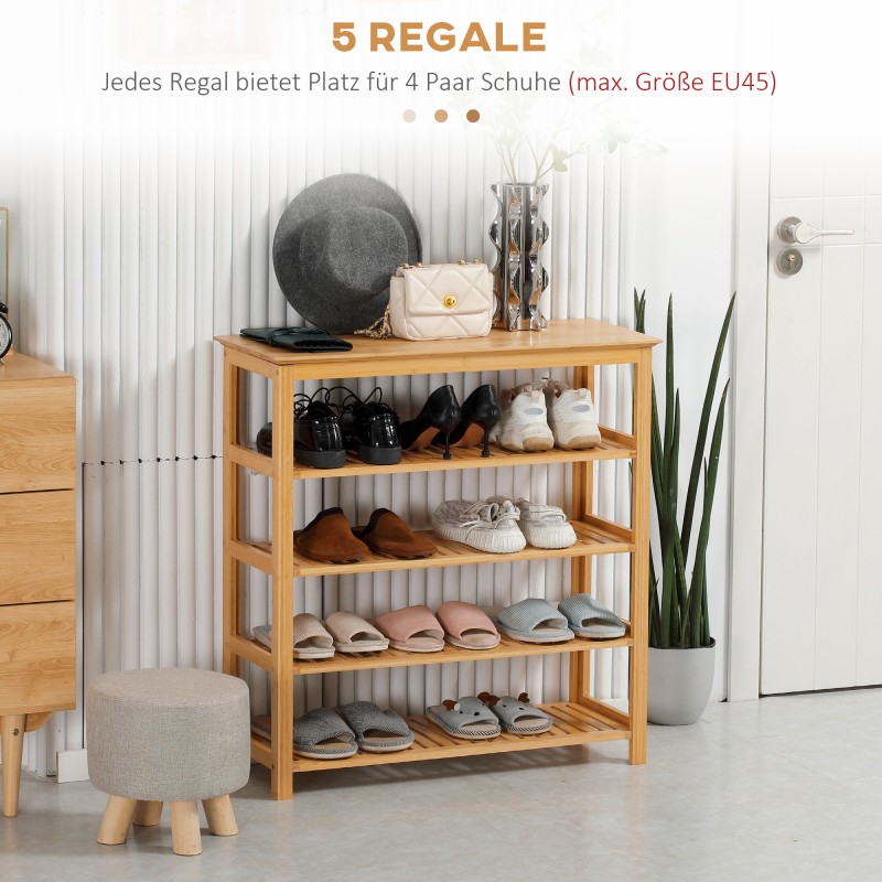 Kenkähylly 4 tasoa bambu 80 x 29 x 82 cm luonnonpuu enintään EU 45