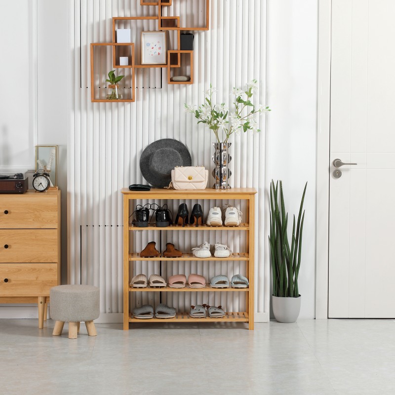 Kenkähylly 4 tasoa bambu 80 x 29 x 82 cm luonnonpuu enintään EU 45