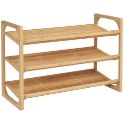 Kenkähylly bambua 3 tasoa 9 kenkäparille 76 x 33 x 51 cm luonnonpuu