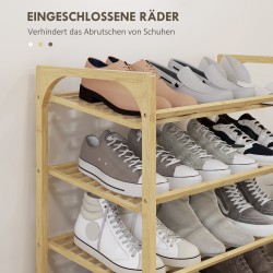 Kenkäteline bambusta 4-tasoinen 76 x 33 x 67 cm luonnonpuu