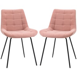 Ruokapöydän tuolit 2 kpl samettipintainen kangas teräsjalat 50 x 61 x 79 cm vaaleanpunainen