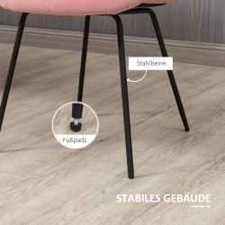 Ruokapöydän tuolit 2 kpl, samettipintainen kangas, teräsjalat, 50 x 61 x 79 cm, vaaleanpunainen