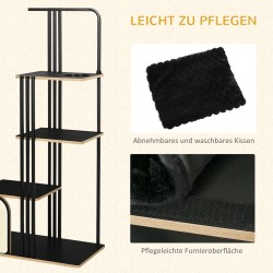 Kissatorni / raapimispuu kahdelle kissalle, teräsrunko ja sisal, 85 x 48 x 170 cm, musta