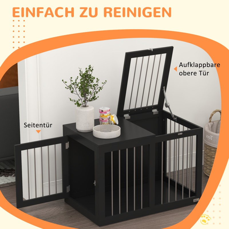 Koirahäkki kuljetus- ja lepoaita teräs/MDF 80 x 50 x 56,5 cm musta