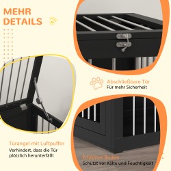 Koirahäkki kuljetus- ja lepoaita teräs/MDF 80 x 50 x 56,5 cm musta