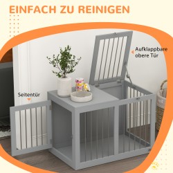 Koirankuljetushäkki koirankoppi teräsritilä ja MDF 80 x 50 x 56,5 cm harmaa