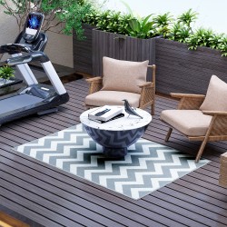 Ulkoterassimatto ulkokäyttöön muovikuitu 121 x 182 cm kaksipuolinen harmaa valkoinen