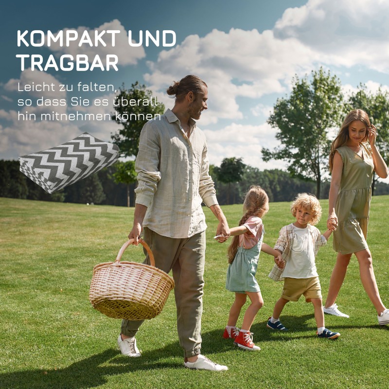 Ulkoterassimatto ulkokäyttöön, muovikuitu, 121 x 182 cm, kaksipuolinen, harmaa–valkoinen