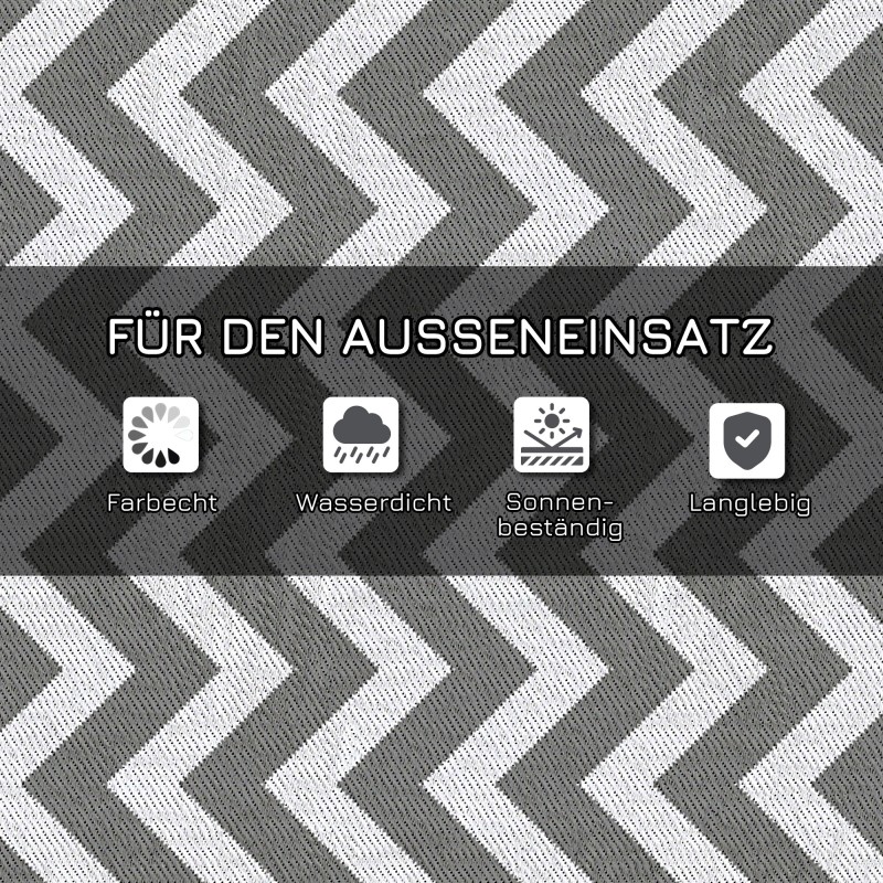 Ulkoterassimatto ulkokäyttöön, muovikuitu, 121 x 182 cm, kaksipuolinen, harmaa–valkoinen