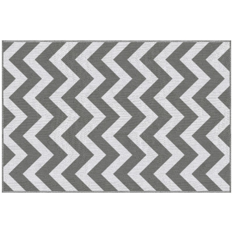 Ulkoterassimatto ulkokäyttöön, muovikuitu, 121 x 182 cm, kaksipuolinen, harmaa–valkoinen