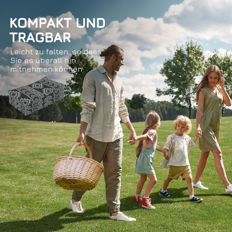 Ulkotilojen matto muovikuitua 182 x 274 cm musta harmaa kaksipuolinen