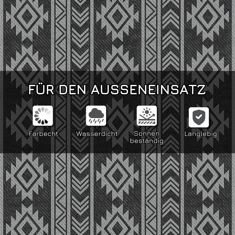 Ulkotilojen matto muovikuitua 182 x 274 cm musta harmaa kaksipuolinen