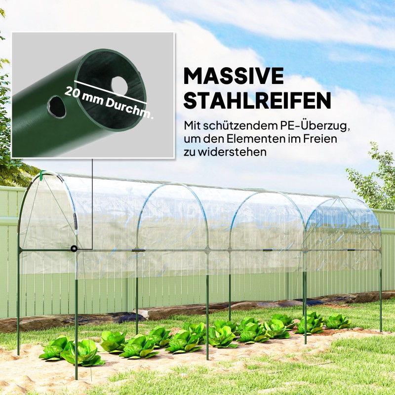 Kasviteltta talvikäyttöön kaarikatto teräsrunko 400 x 120 x 170 cm läpinäkyvä vihreä