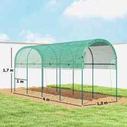 Kasviteltta talvikäyttöön teräsrungolla 400 x 120 x 170 cm vihreä