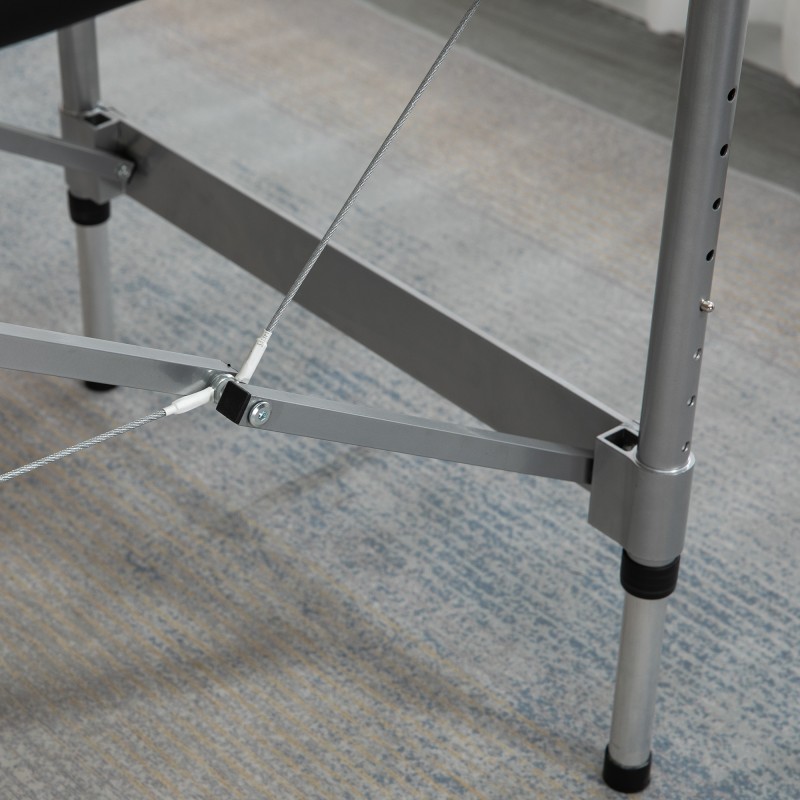 Taitettava hierontapöytä ammattilaisille, alumiinirunko, kasvoaukko, 185 x 70 cm, musta