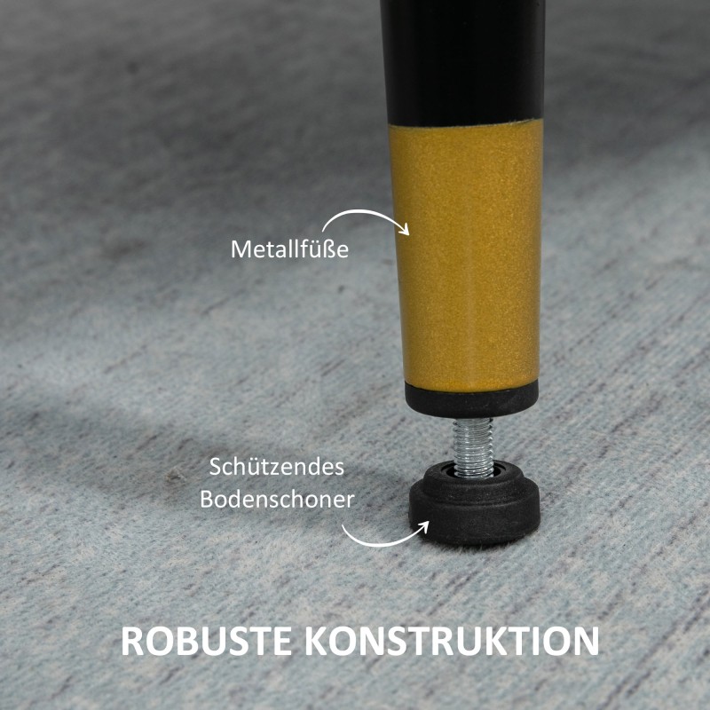 Nojatuoli napituksella, pellavatyylinen kangas, teräsjalat, sininen musta‑kulta