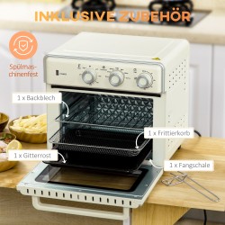 Miniuuni 5-in-1 kuumailmatoiminnolla, 20 L, 1400 W, ajastin 60 min, creme/silver