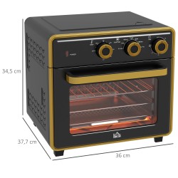 Miniuuni 20 L kiertoilma öljytön friteeraus grillaus leivonta 90–230 °C 1400 W musta/kulta