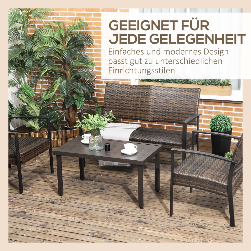 Puutarhapöytä terästä 91 x 51 x 46 cm ruskea ulkokäyttöön