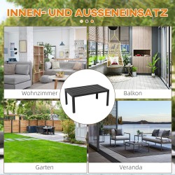 Ulkokäyttöön sopiva teräksinen sivupöytä / kahvipöytä 101,5 x 61 x 46 cm, musta