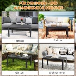 Ulkokäyttöön soveltuva teräksinen parvekepöytä / sohvapöytä 101,5 x 61 x 46 cm harmaa