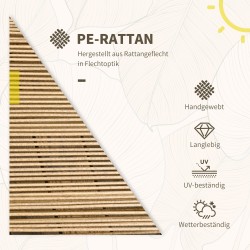 3-osainen bistrosarja ulkokäyttöön, teräsrunko ja PE-punos, 2 lepotuolia ja sivupöytä, 62 x 65 x 78 cm, hiekka/tummanharmaa