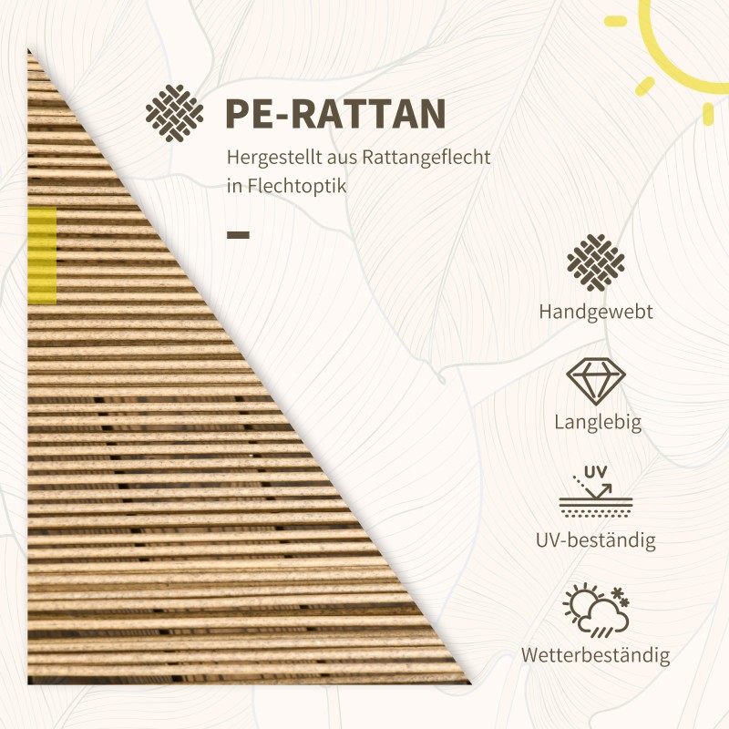 3-osainen bistrosarja ulkokäyttöön, teräsrunko ja PE-punos, 2 lepotuolia ja sivupöytä, 62 x 65 x 78 cm, hiekka/tummanharmaa