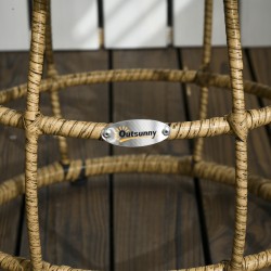 3-osainen bistrosarja ulkokäyttöön, teräsrunko ja PE-punos, 2 lepotuolia ja sivupöytä, 62 x 65 x 78 cm, hiekka/tummanharmaa