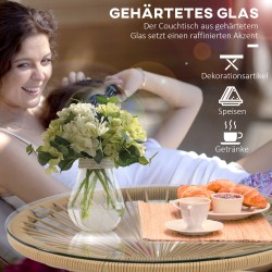 Puutarhapöytä boho-tyyliin ulkokäyttöön, PE-rottinki ja karkaistu lasi, 50 x 50 x 50 cm, beige