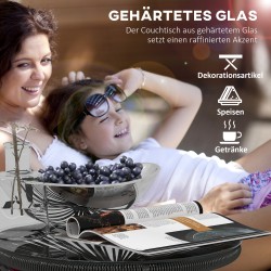 Ulkosivupöytä boho-tyyliin, PE-rottinki ja karkaistu lasi, 50 x 50 x 50 cm, musta