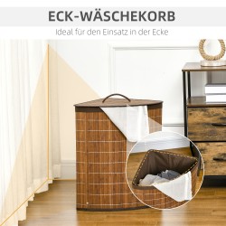 Pyykkikori bambua 55 l irrotettava kansi ja sisäpussi 38 x 38 x 57 cm ruskea