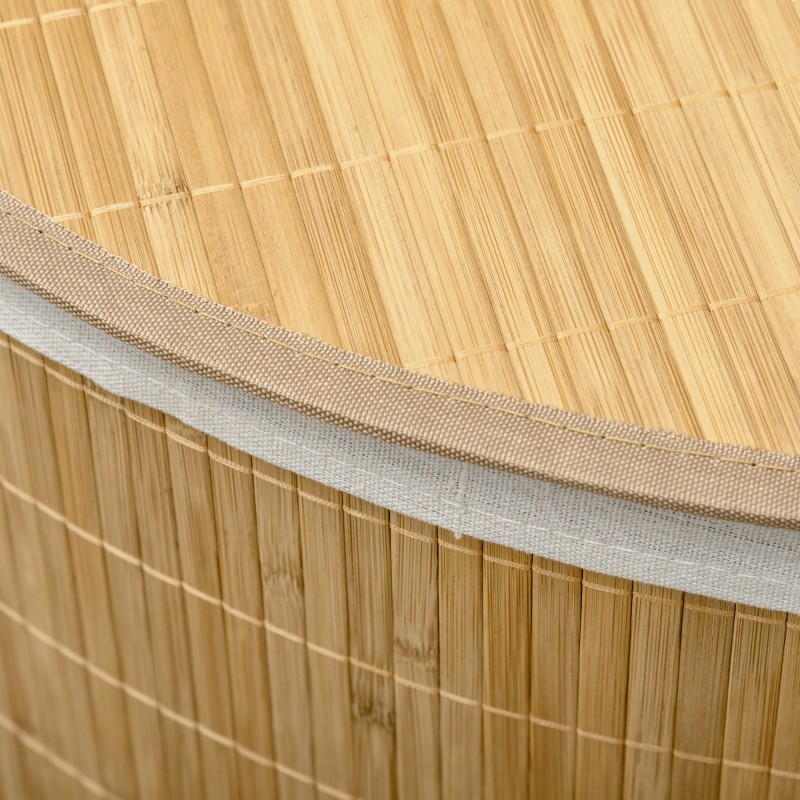 Pyykkikori kannella ja irrotettavalla sisäpussilla 55 L bambu luonnonvärinen