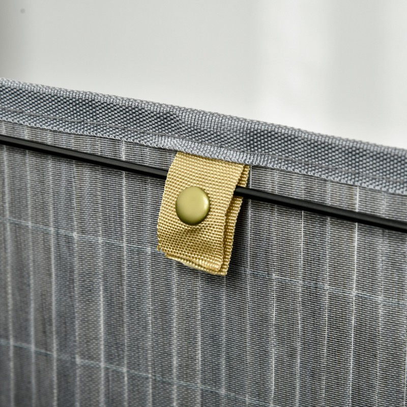 Pyykkikori kannella ja irrotettavalla sisäpussilla, bambu, 55 l, harmaa