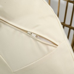 Korituoli ulkokäyttöön teräsrungolla ja pehmeillä tyynyillä, rattanlook, 105 x 90 x 148 cm, khaki/beige