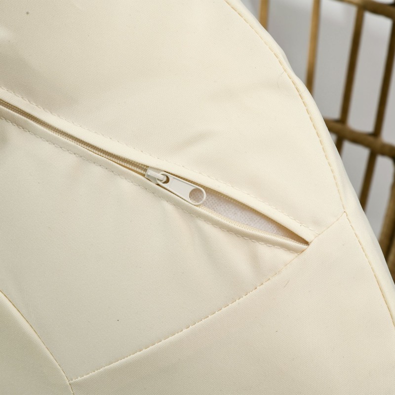 Korituoli ulkokäyttöön teräsrungolla ja pehmeillä tyynyillä, rattanlook, 105 x 90 x 148 cm, khaki/beige