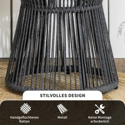 Boho-tyylinen puutarhapöytä ulkokäyttöön, PE-rottinki, 39 x 39 x 49 cm, tummanharmaa/luonnonväri