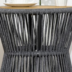 Boho-tyylinen puutarhapöytä ulkokäyttöön, PE-rottinki, 39 x 39 x 49 cm, tummanharmaa/luonnonväri