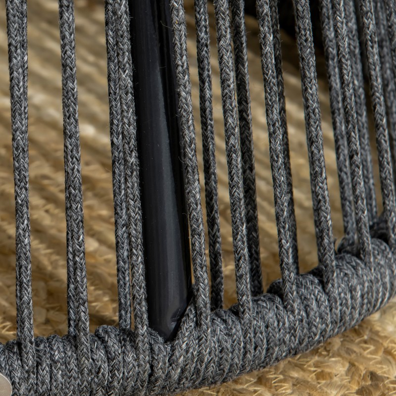 Boho-tyylinen puutarhapöytä ulkokäyttöön, PE-rottinki, 39 x 39 x 49 cm, tummanharmaa/luonnonväri