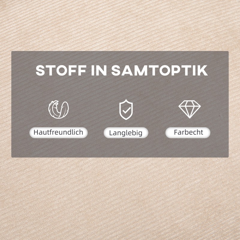 Nojatuoli ja rahi, säädettävä recliner, vakosametti, teräsrunko, 68 x 91,5 x 88 cm, beige