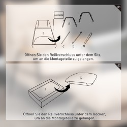 Nojatuoli ja rahi, säädettävä recliner, vakosametti, teräsrunko, 68 x 91,5 x 88 cm, beige