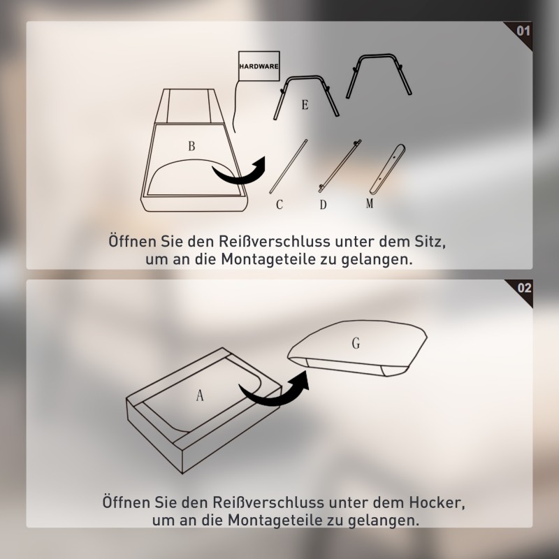 Nojatuoli ja rahi, säädettävä recliner, vakosametti, teräsrunko, 68 x 91,5 x 88 cm, beige