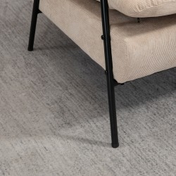 Nojatuoli ja rahi, säädettävä recliner, vakosametti, teräsrunko, 68 x 91,5 x 88 cm, beige