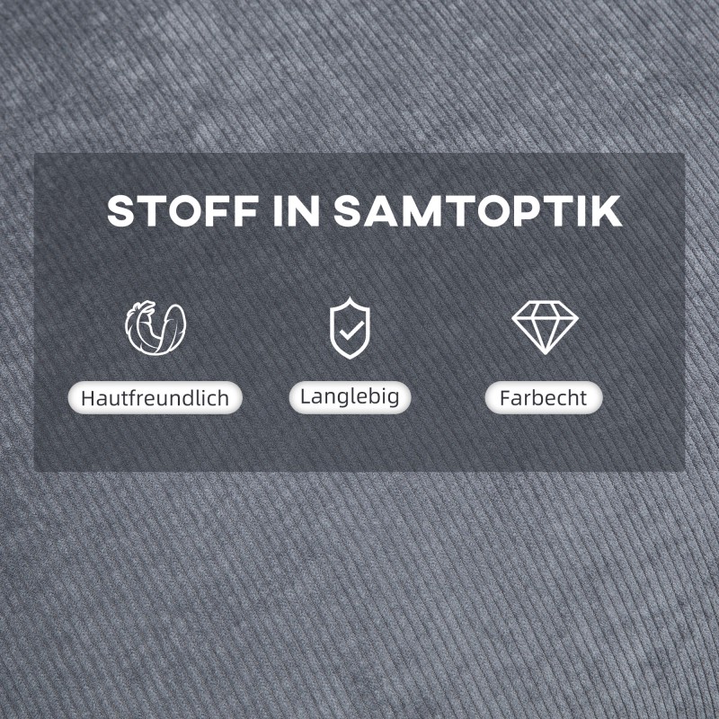 Nojatuoli ja rahi, recliner, cord-verhoilu, teräsrunko, 68 x 91,5 x 88 cm, vaaleanharmaa