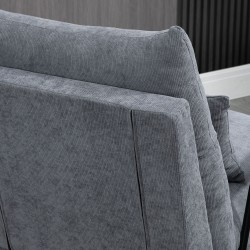 Nojatuoli ja rahi, recliner, cord-verhoilu, teräsrunko, 68 x 91,5 x 88 cm, vaaleanharmaa