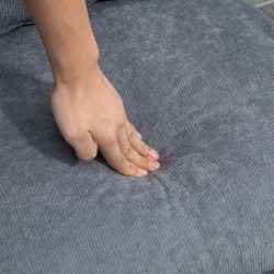 Nojatuoli ja rahi, recliner, cord-verhoilu, teräsrunko, 68 x 91,5 x 88 cm, vaaleanharmaa