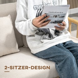 2-istuttava sohva, puurunko, kangasverhoilu pellavapinta, 123 x 69 x 74 cm, beige