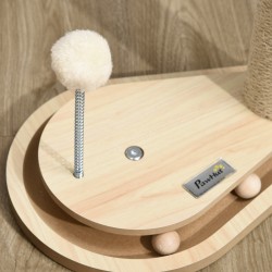 Kissanpentujen raapimispuu leluilla ja palloradalla, juutti, 35 x 23 x 40 cm, luonnonväri