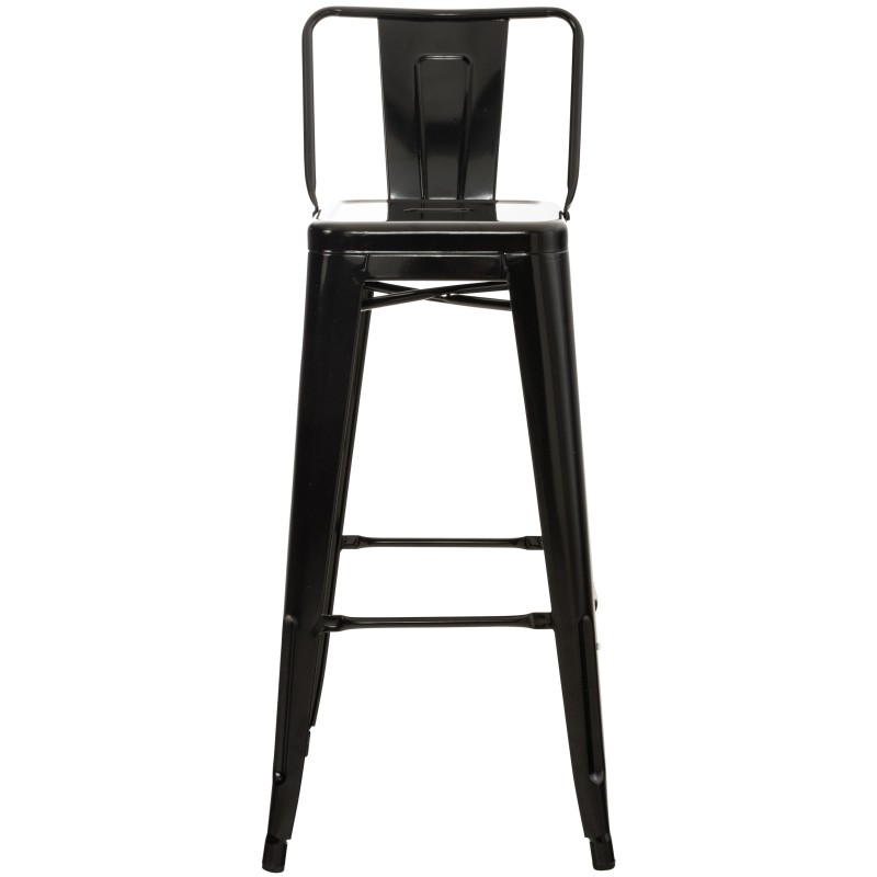 Klassinen metallinen baarijakkara selkänojalla ja jalkatuella