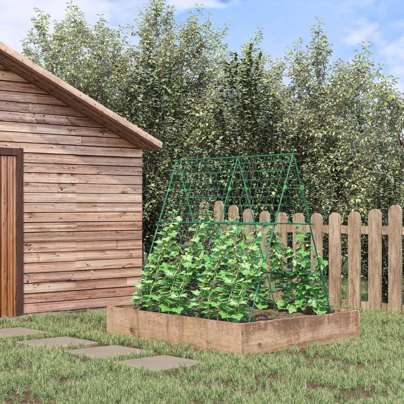 Köynnöstuki ja kasvisuoja terästä 180 x 100 x 180 cm vihreä