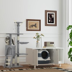 Kissanvessa suljettu taittuva muovi 52 x 41 x 38 cm valkoinen/harmaa lapio ja ilmanraikastin